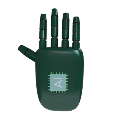 Robot Hand HandUp Emerald  3D Icon