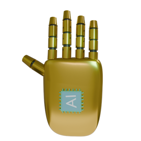Robot Hand HandUp Gold  3D Icon