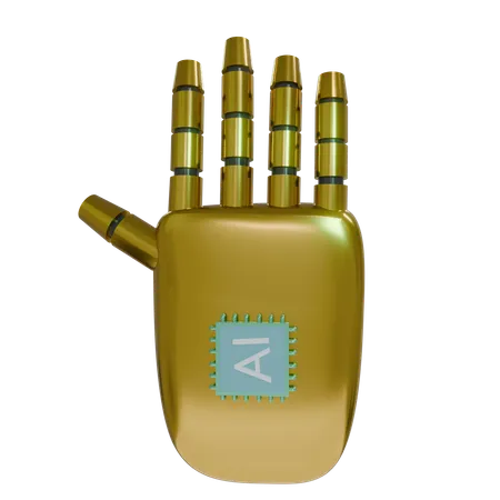 Robot Hand HandUp Gold  3D Icon