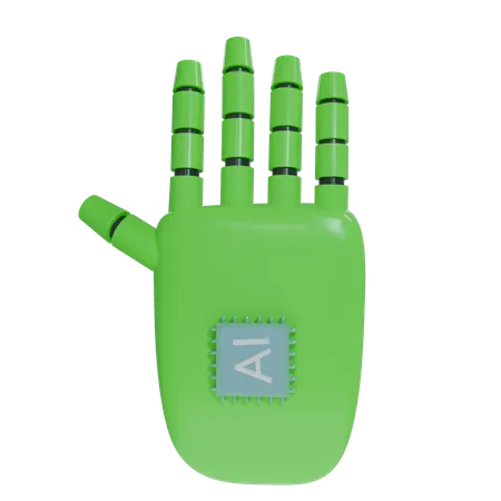 Robot Hand HandUp Green  3D Icon