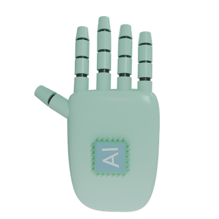 Robot Hand HandUp MintGreen  3D Icon
