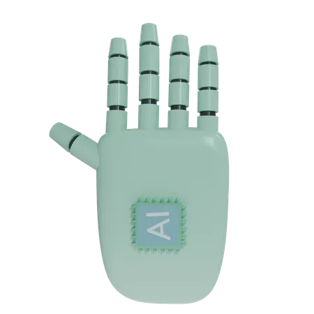 Robot Hand HandUp MintGreen  3D Icon