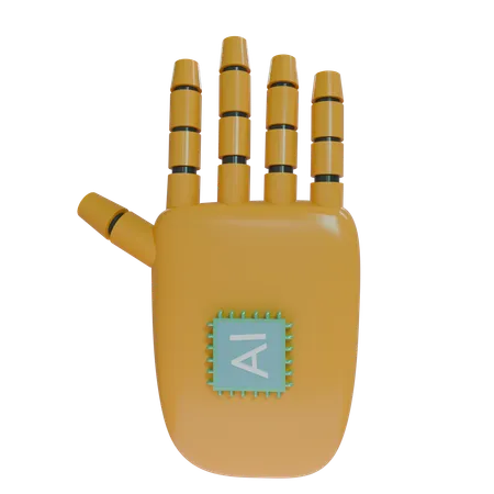 Robot Hand HandUp Orange  3D Icon