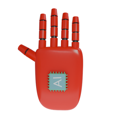 Robot Hand HandUp Red  3D Icon