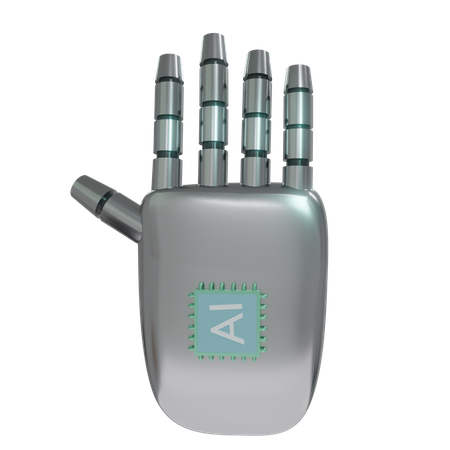 Robot Hand HandUp Silver  3D Icon