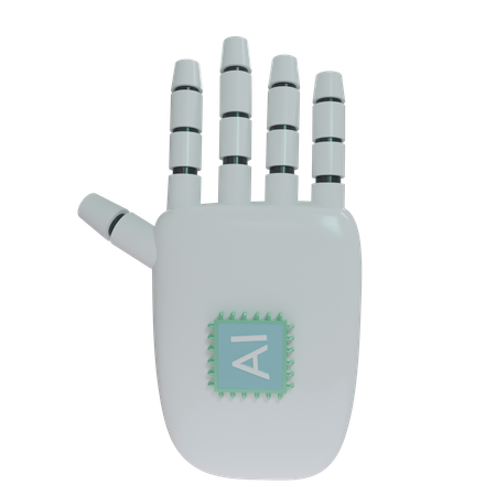 Robot Hand HandUp White  3D Icon