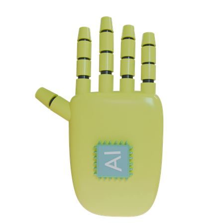 Robot Hand HandUp Yellow  3D Icon