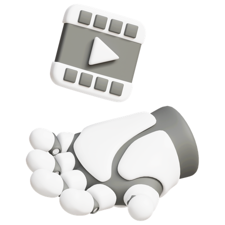 Robot Hand Holding Video  3D Icon
