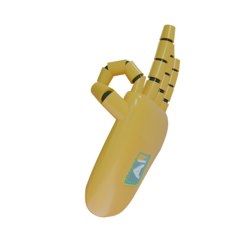 Robot Hand OK Amber  3D Icon