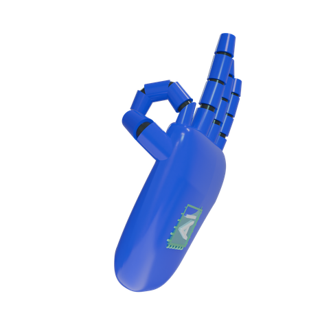 Robot Hand OK Blue  3D Icon
