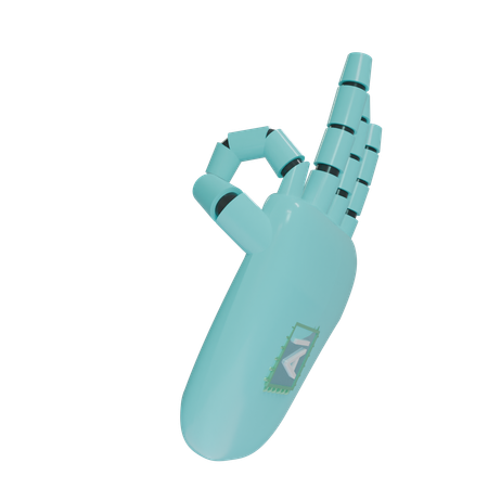 Robot Hand OK Cyan  3D Icon