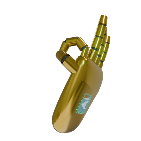 Robot Hand OK Gold  3D Icon