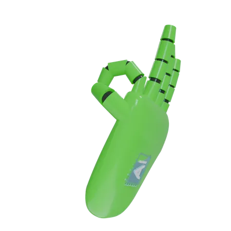 Robot Hand OK Green  3D Icon