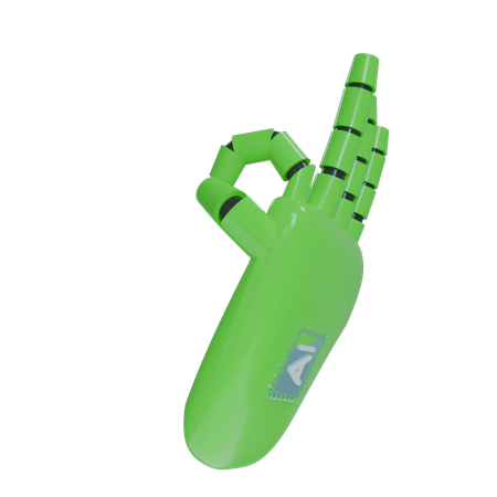 Robot Hand OK Green  3D Icon