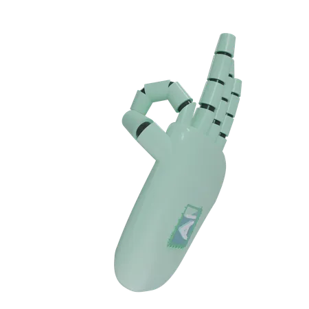 Robot Hand OK MintGreen  3D Icon