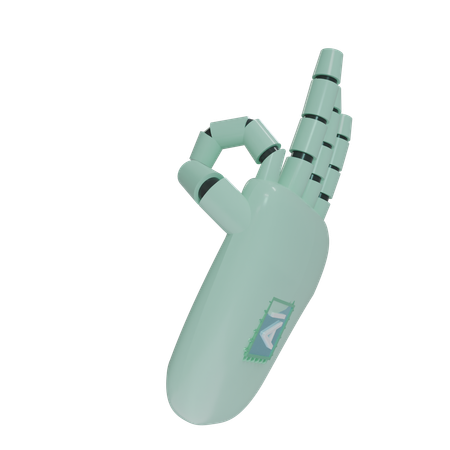 Robot Hand OK MintGreen  3D Icon