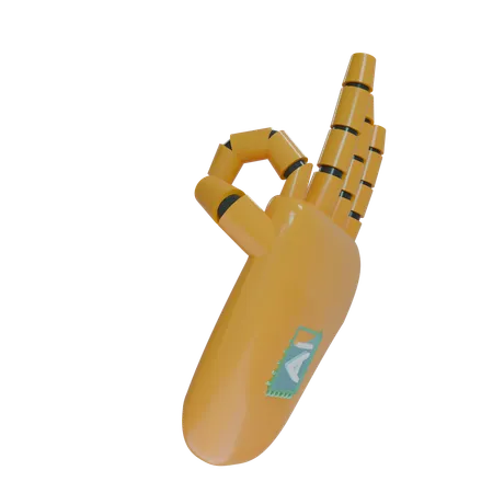 Robot Hand OK Orange  3D Icon