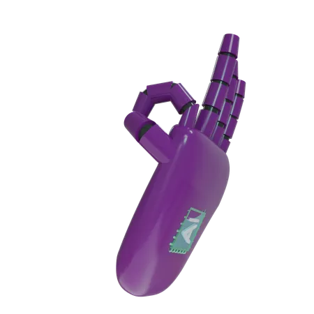 Robot Hand OK Purple  3D Icon