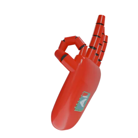 Robot Hand OK Red  3D Icon