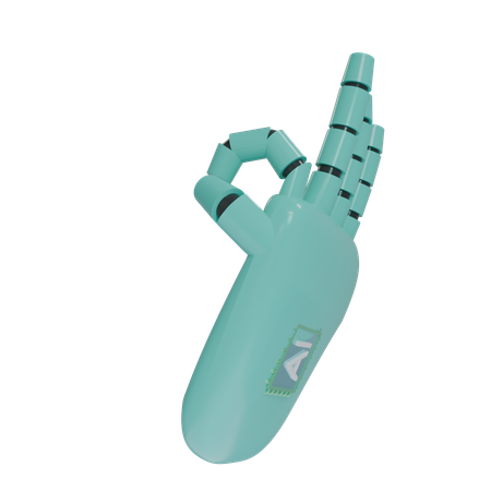 Robot Hand OK Turquoise  3D Icon