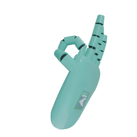 Robot Hand OK Turquoise  3D Icon