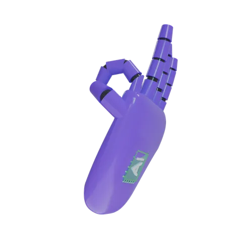 Robot Hand OK Violet  3D Icon
