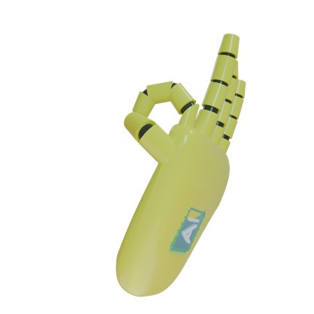 Robot Hand OK Yellow  3D Icon