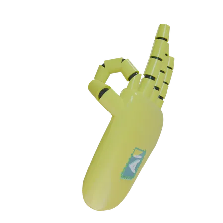 Robot Hand OK Yellow  3D Icon