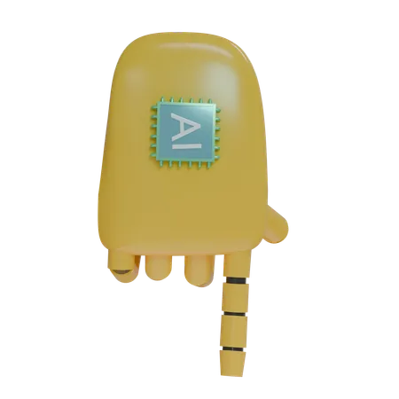 Robot Hand PointDown Amber  3D Icon