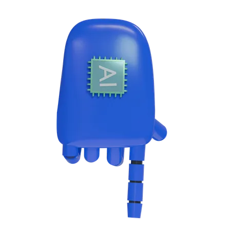 Robot Hand PointDown Blue  3D Icon