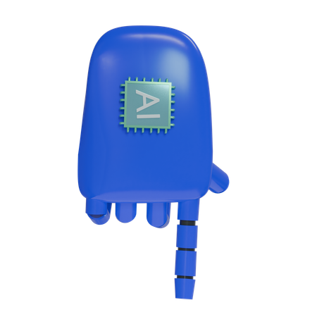 Robot Hand PointDown Blue  3D Icon