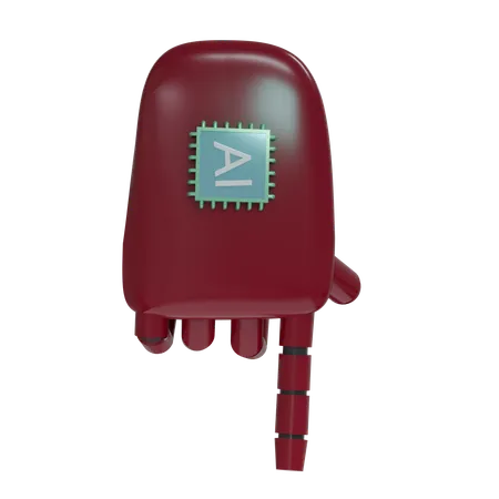 Robot Hand PointDown Burgundy  3D Icon