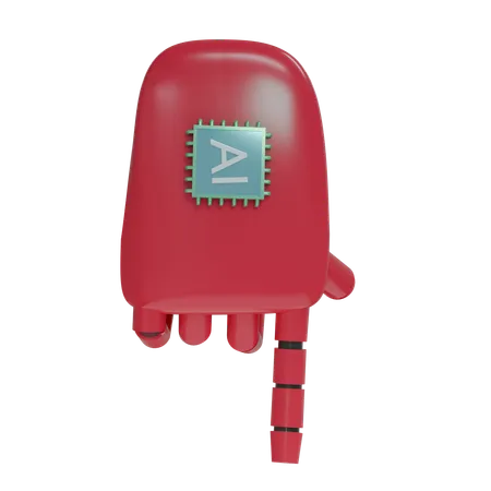 Robot Hand PointDown Crimson  3D Icon