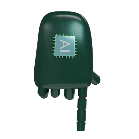 Robot Hand PointDown Emerald  3D Icon