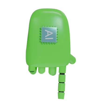 Robot Hand PointDown Green  3D Icon