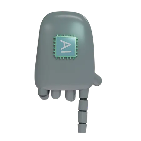 Robot Hand PointDown Grey  3D Icon