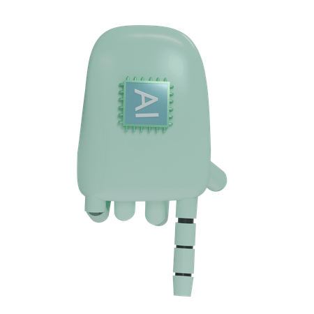 Robot Hand PointDown MintGreen  3D Icon