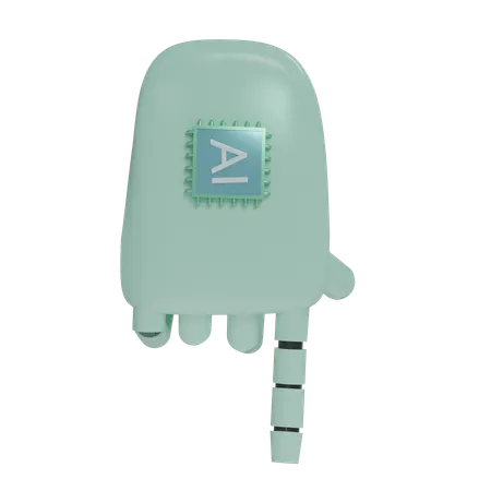 Robot Hand PointDown MintGreen  3D Icon