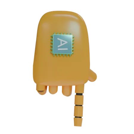 Robot Hand PointDown Orange  3D Icon