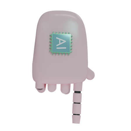 Robot Hand PointDown Pink  3D Icon