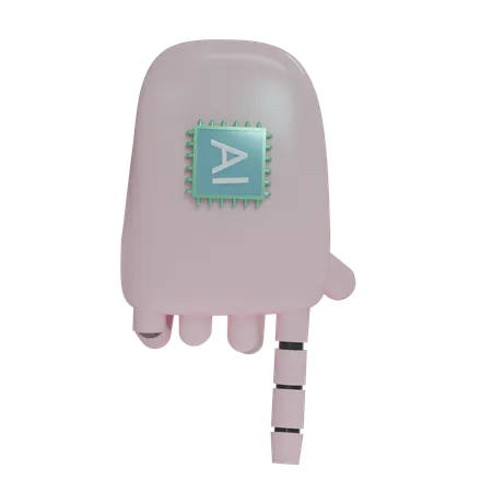 Robot Hand PointDown Pink  3D Icon