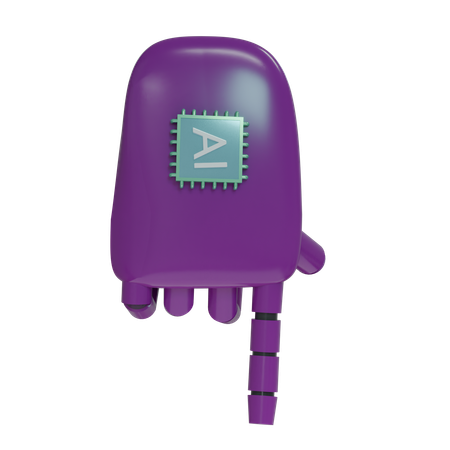 Robot Hand PointDown Purple  3D Icon