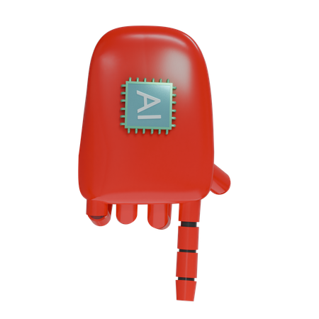 Robot Hand PointDown Red  3D Icon