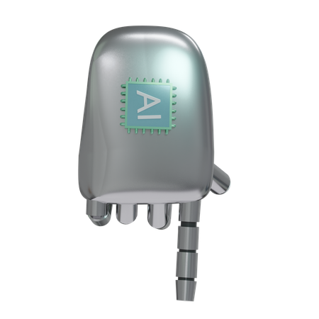 Robot Hand PointDown Silver  3D Icon