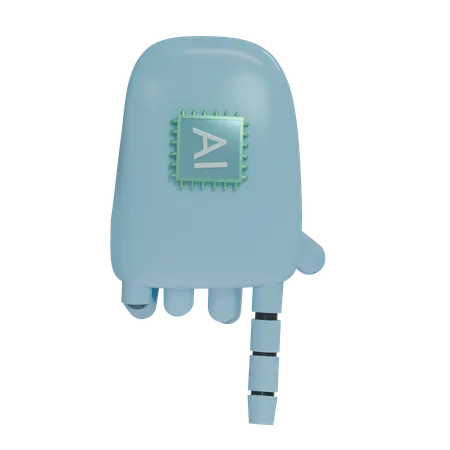 Robot Hand PointDown SkyBlue  3D Icon
