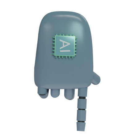 Robot Hand PointDown SlateGray  3D Icon