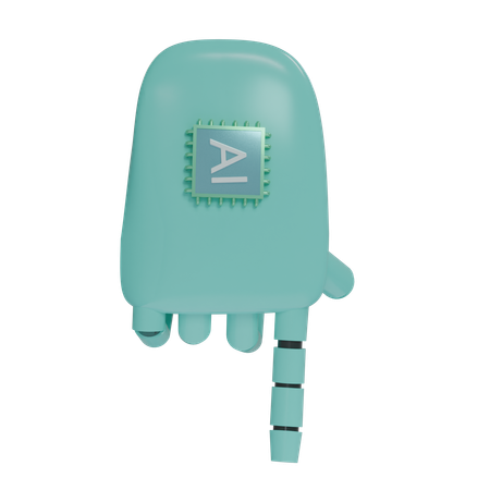 Robot Hand PointDown Turquoise  3D Icon