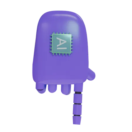 Robot Hand PointDown Violet  3D Icon
