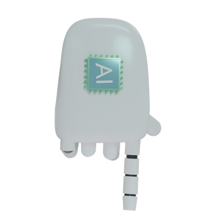 Robot Hand PointDown White  3D Icon