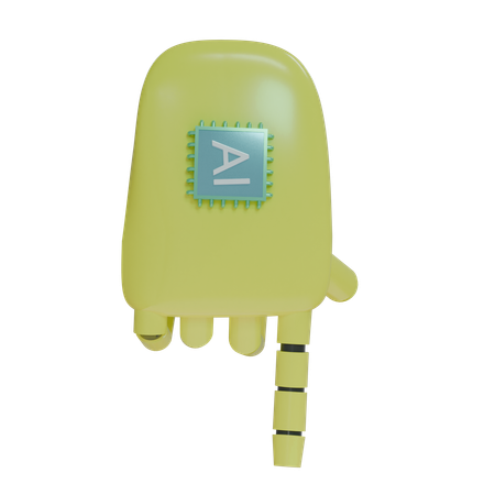 Robot Hand PointDown Yellow  3D Icon
